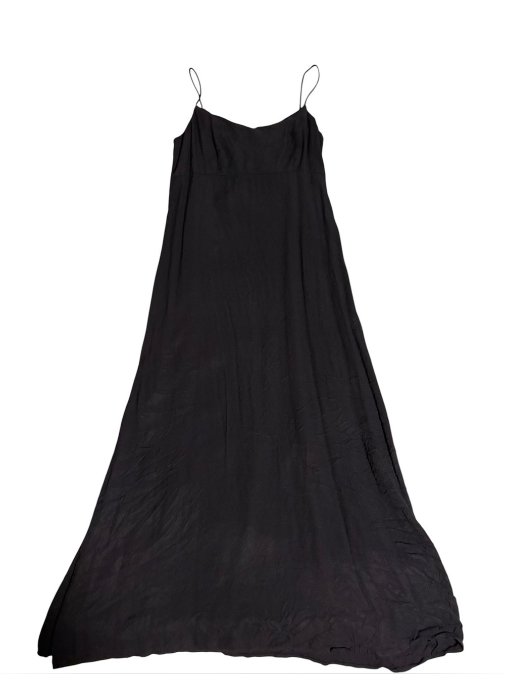 Vintage 70s Empire Waist Black Maxi Dress Sleeveless